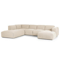 WOHNLANDSCHAFT mit Longchair - Beige/Schwarz, Kunststoff/Textil (325/71/235cm) - home24