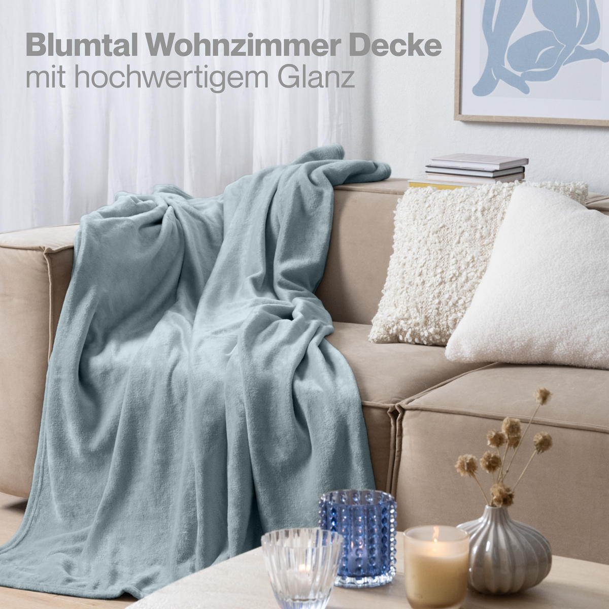 KUSCHELDECKE Anton 150/200 cm, Hellblau - Hellblau, Textil (150/200cm) - Blumtal