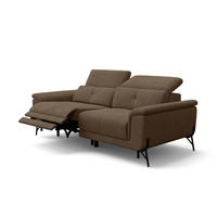 SOFA RELAX AVENA 3-Sitzer, brauner Veloursstoff - Schwarz/Braun, Holz/Textil (204/80/108cm) - Wozimo