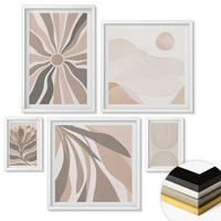 WANDBILDER 5er-Set - 50x50 cm & 20x30 cm & 40x60 cm Weißer Rahmen - Abstrakte Pflanzenmuster - Weiß, Kunststoff (40/60cm) - ArtPrintCave