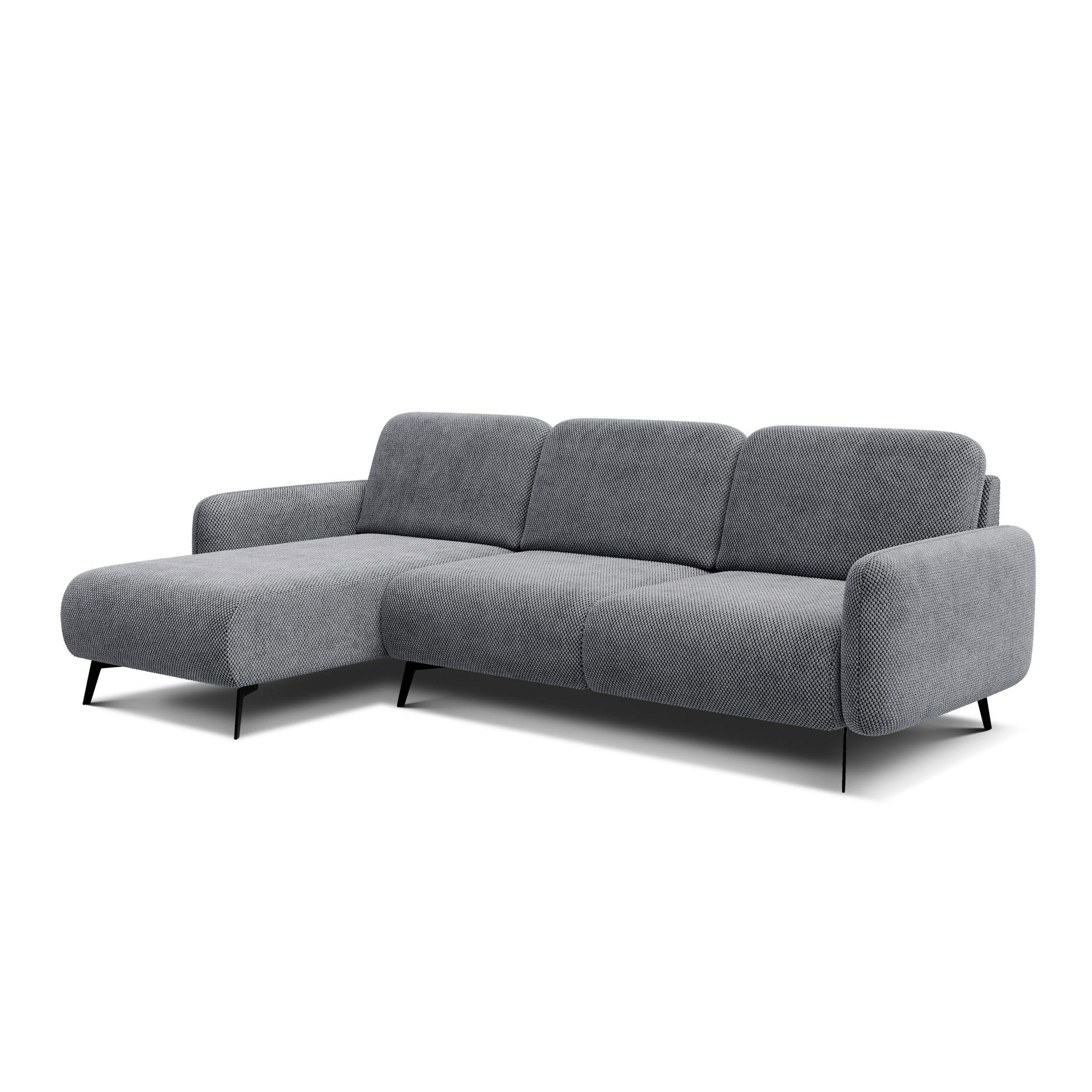 ECKSOFA FEBE 4-Sitzer links, grau - Schwarz/Grau, Holz/Textil (264/157cm) - Courtois Laville