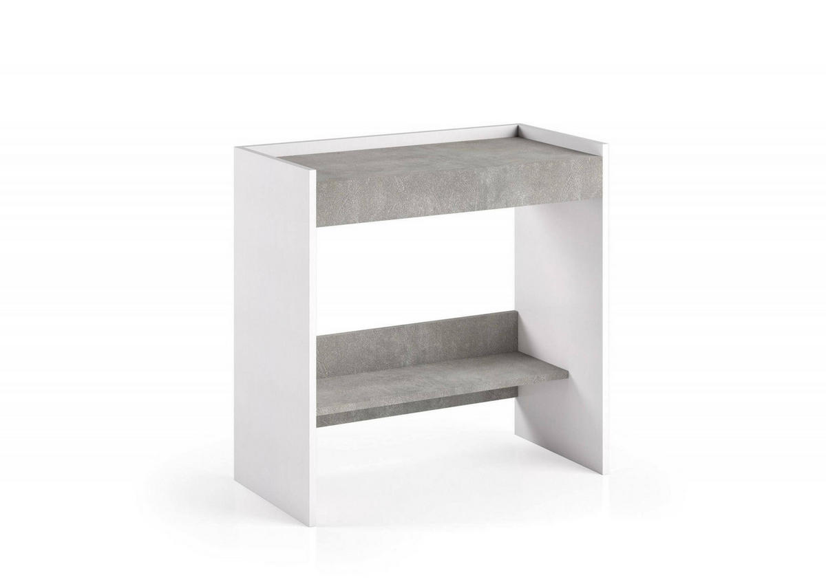 SCHREIBTISCH Weiß, Zement 40/80/79 cm - Weiß/Grau, Holzwerkstoff (40/80/79cm) - DMORA