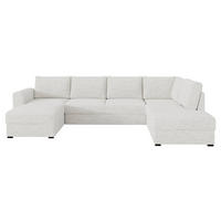 WOHNLANDSCHAFT Wilma Premium, Seite: Rechts - Creme/Schwarz, Holz/Textil (188/85/305cm) - MIRJAN24