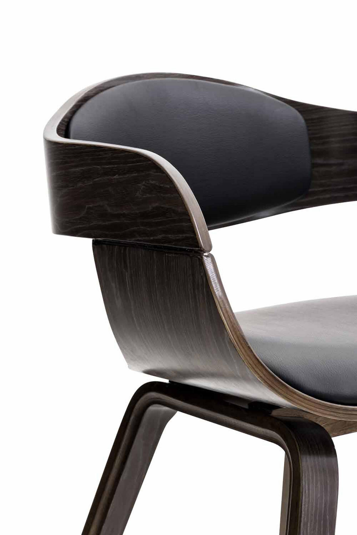 BESUCHERSTUHL LONDON Kunstleder 73x49x46 cm Schwarz/Grau Kunstleder - Grau, Leder/Holz (49/73/46cm) - DELUKE