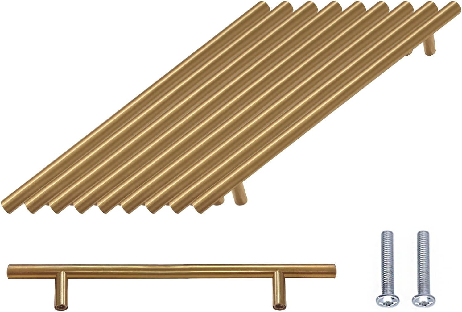 MÖBELGRIFF Gold 10er-Set 192 mm Edelstahl T-Griff - Multicolor, Metall (1.2/3/19.2cm)