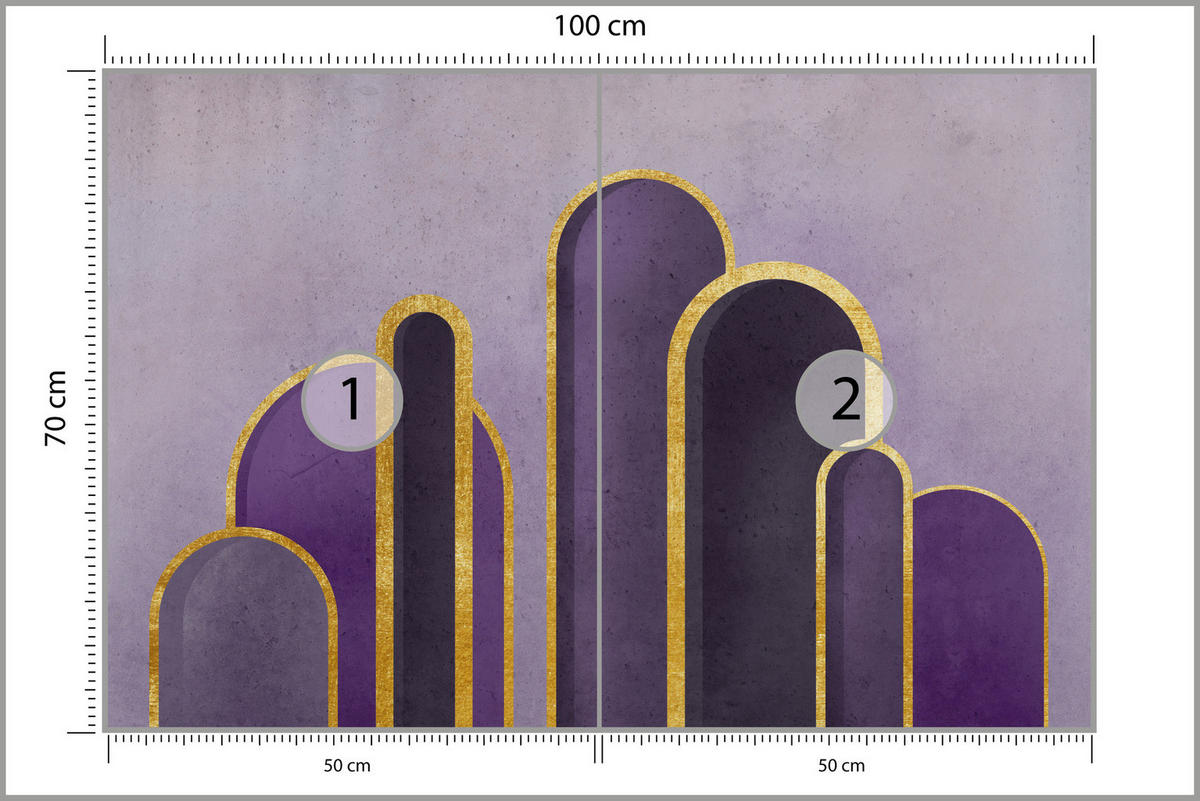 FOTOTAPETE Geometrische Muster Abstraktion Glamour 100x70 - Gelb/Beige, Papier (100/70cm) - Muralo