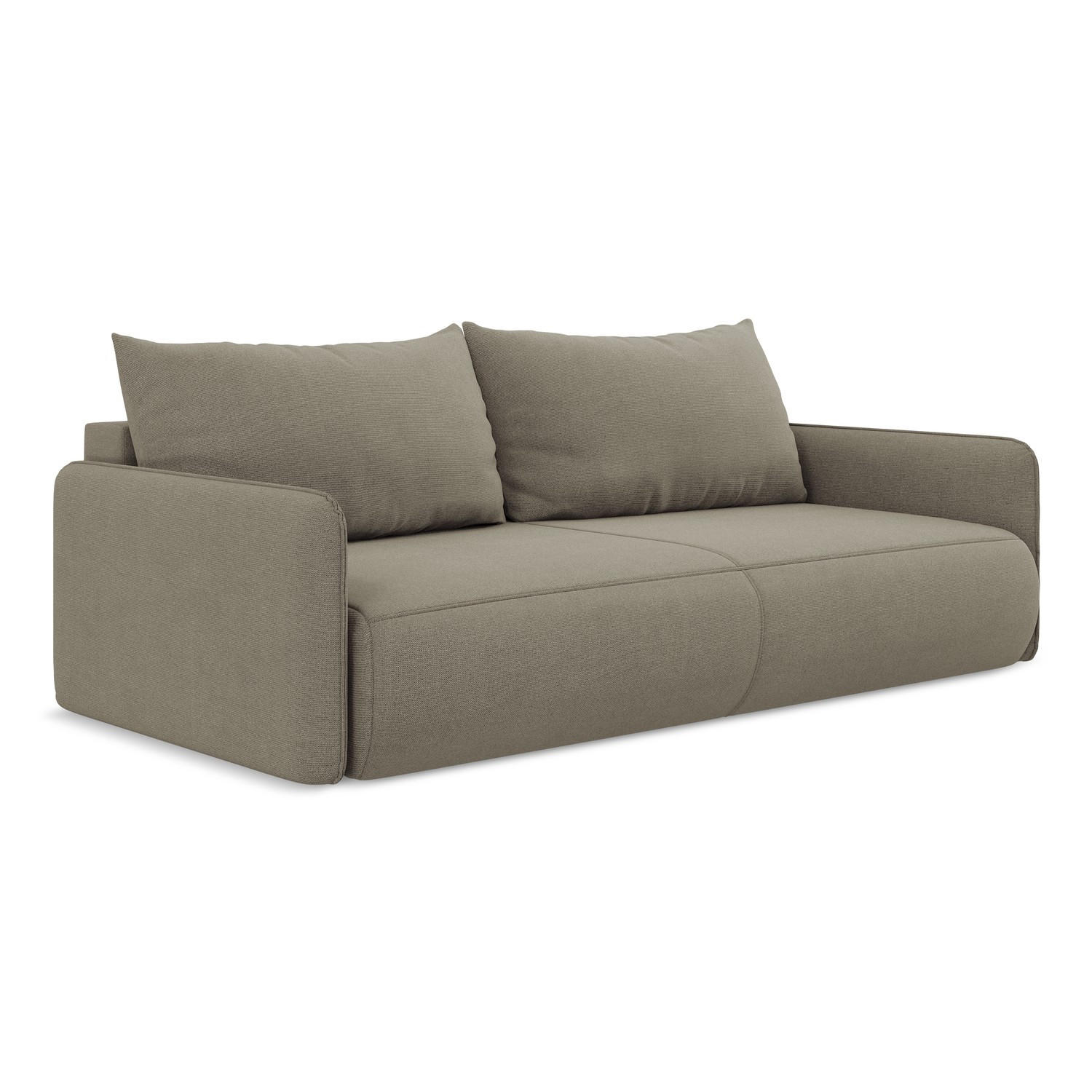 3-SITZER SOFA mit Schlaffunktion Strukturstoff Stoff Beige - Beige/Schwarz, Kunststoff/Textil (216/86/105cm) - LaMiaSofa