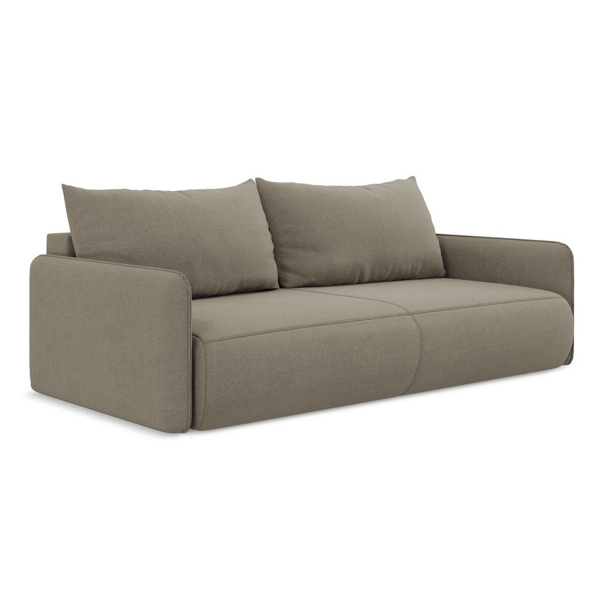 3-SITZER SOFA mit Schlaffunktion Strukturstoff Stoff Beige - Beige/Schwarz, Kunststoff/Textil (216/86/105cm) - LaMiaSofa