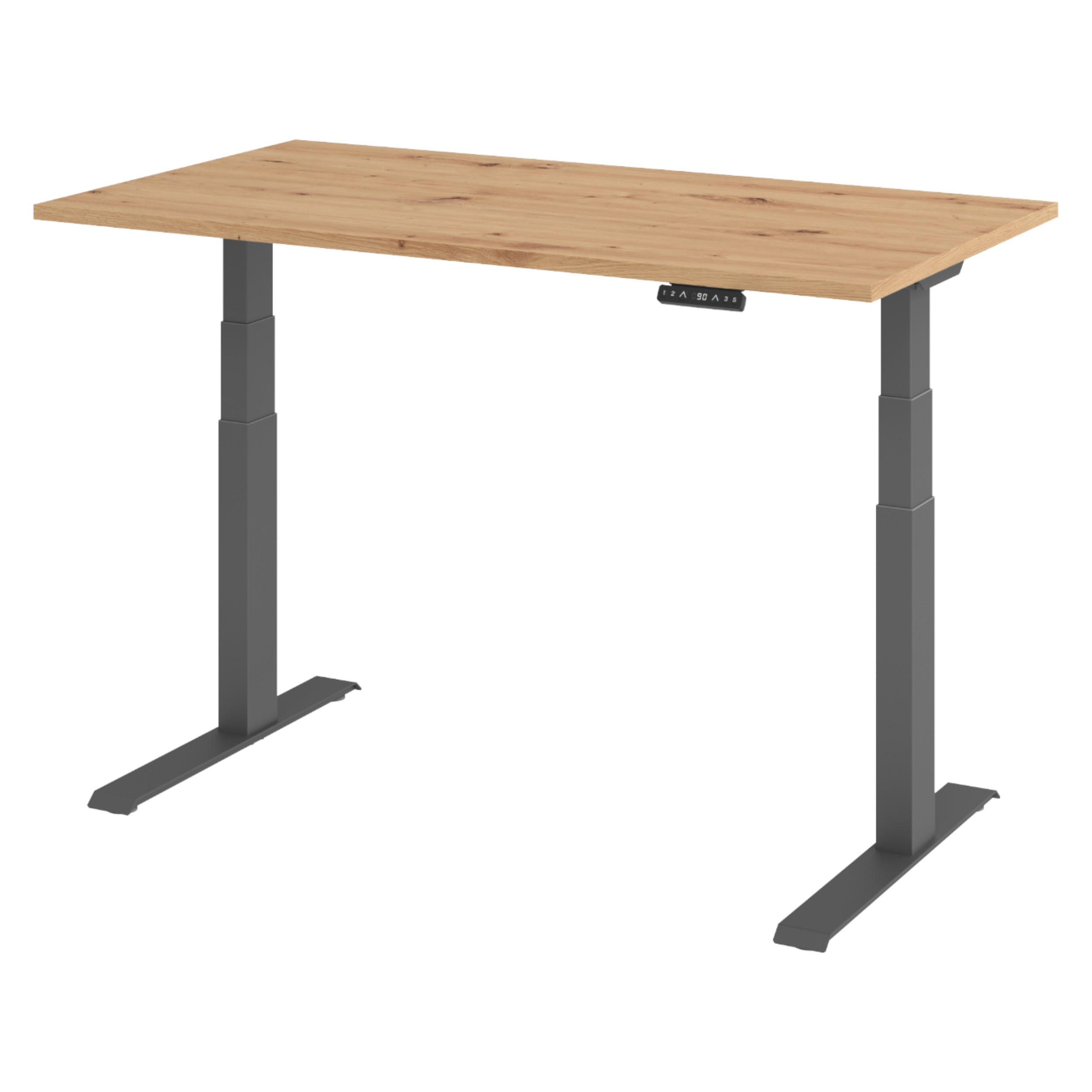 SCHREIBTISCH elektrisch XDKB 80/140/74 cm in Wildeiche/Graphitfarben - Wildeiche/Graphitfarben, Holzwerkstoff (80/140/74cm) - bümö