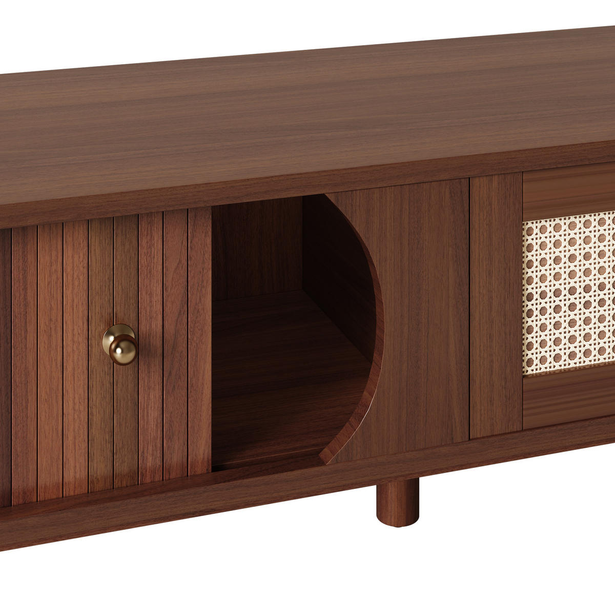 LOWBOARD in Naturfarben TV-Schrank mit Schubladen aus Rattan für Wohnzimmer, B170/T39.5/H38 cm - Naturfarben, Holzwerkstoff (170/38/39.5cm) - STILVORA