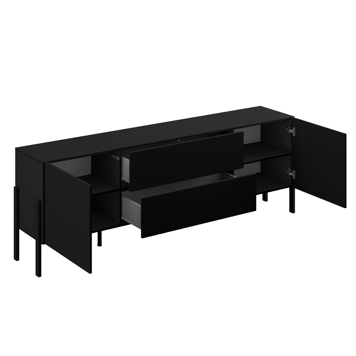 TV STOLEK Bérénice Černá - černá, kompozitní dřevo (204/70/40cm) - Petits-meubles