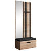 GARDEROBE Margaret II 81/203/43 mit Lamellen und Spiegel - Schwarz/Eiche Artisan, Holzwerkstoff/Kunststoff (81/203/43cm) - Beautysofa
