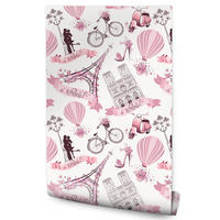 VLIESTAPETE Paris und Eiffelturm – Rosa, Grau, Weiß – 50x1000 cm - Rosa/Weiß, Papier (50/1000cm) - Muralo