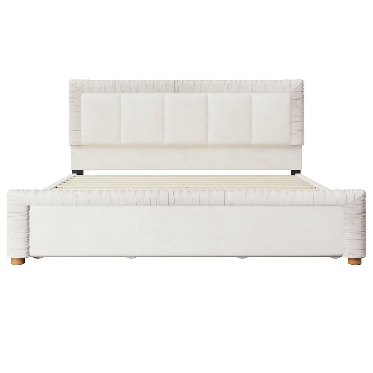 POLSTERBETT aus französischem Samt 180x200 cm Beige mit 2 Schubladen - Beige, Textil (180/200cm) - Modfu