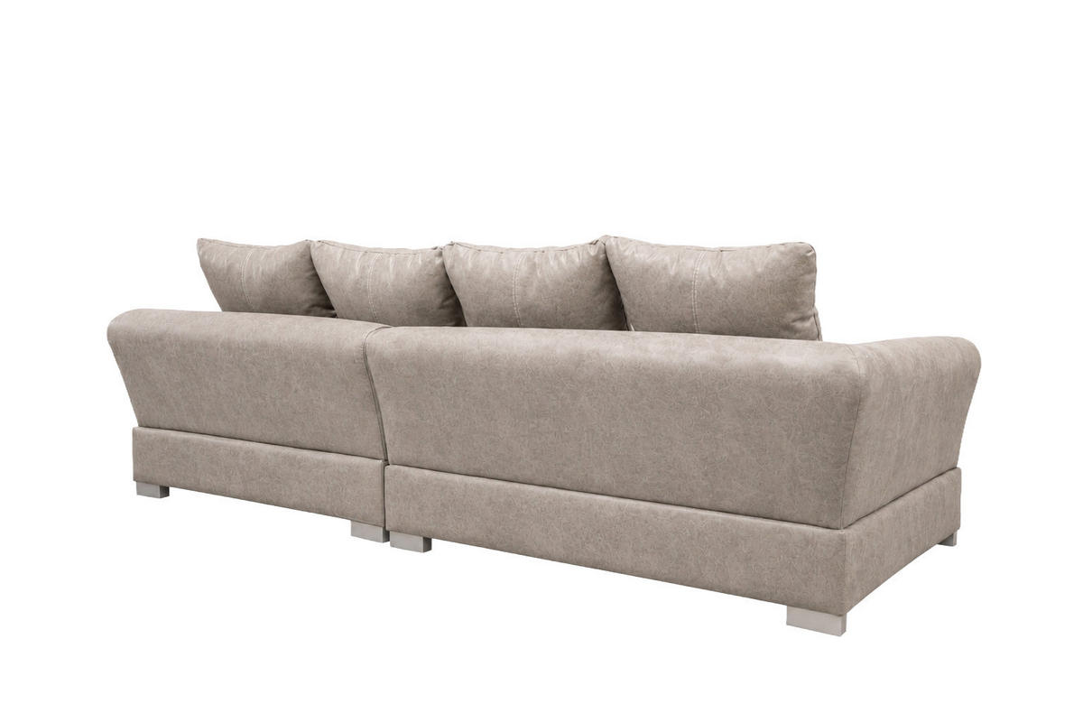 ROHOVÁ SEDAČKA ve tvaru L, potahová tkanina Preston, Cappuccino, Levá strana, ANNA - kapučínová, dřevo (290/182cm) - Kaiser Möbel