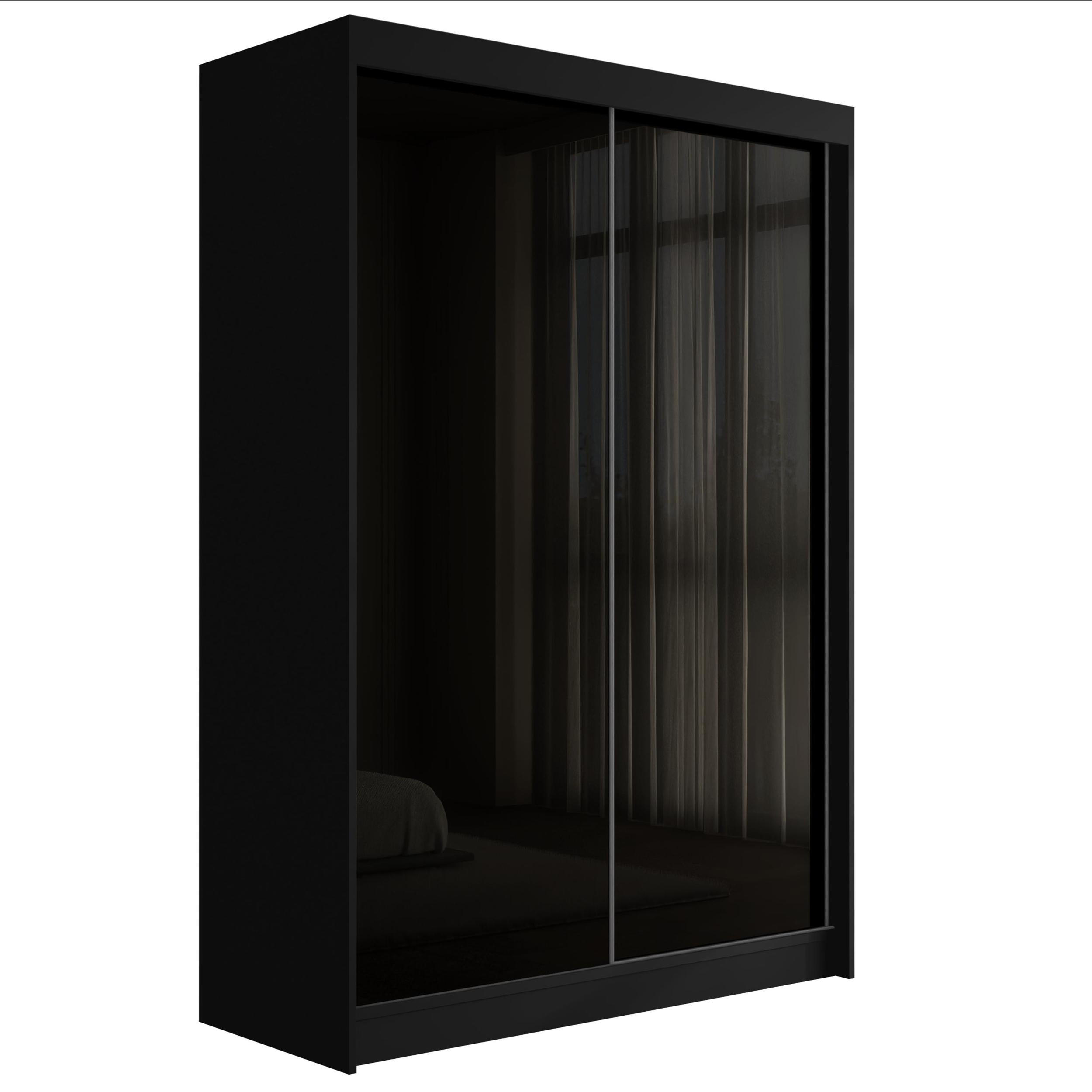 KLEIDERSCHRANK PEKA - 120 cm - Schwarz - Schwarz, Holzwerkstoff (120/215/61cm) - ALTDECOR