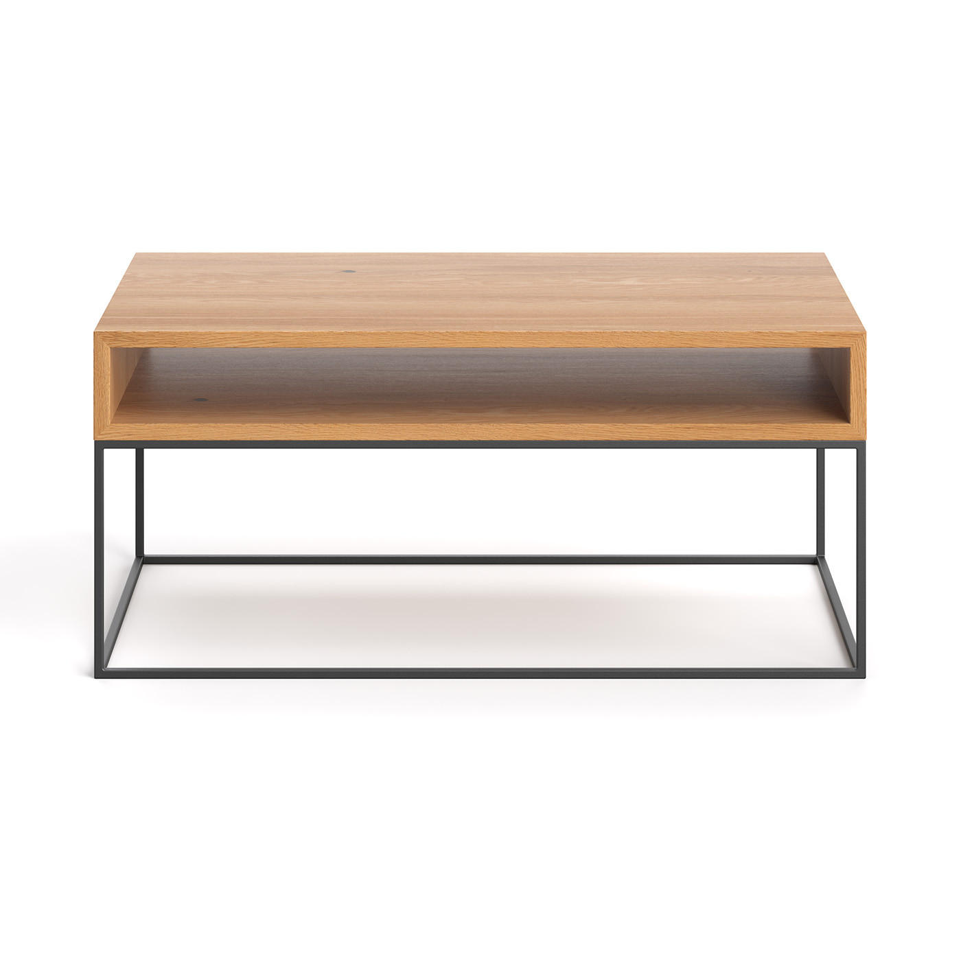 COUCHTISCH Loom aus massivem Eichenholz 140 cm - Eichefarben/Schwarz, Holz/Metall (140/60/45cm) - Danzz