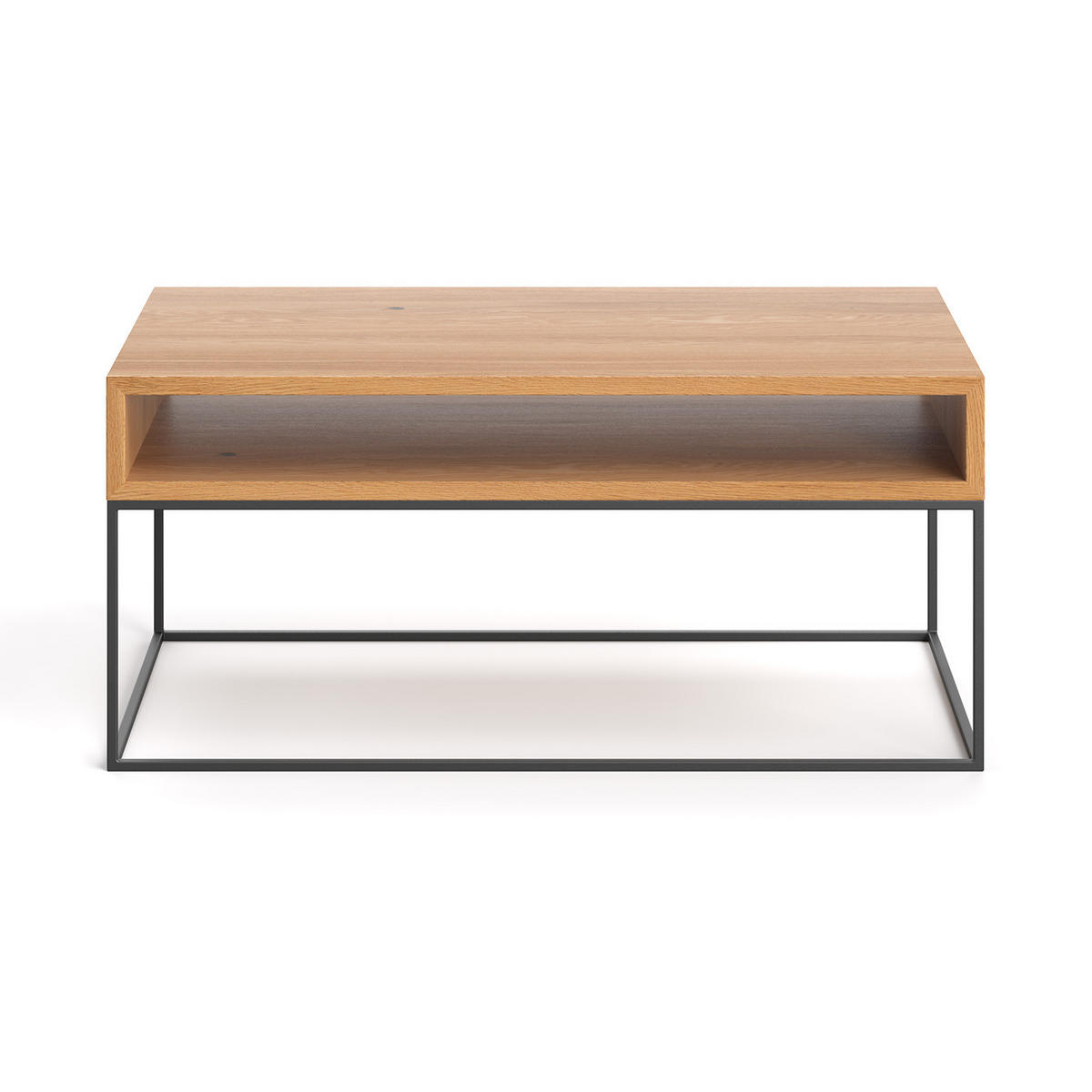 COUCHTISCH Loom aus massivem Eichenholz 140 cm - Eichefarben/Schwarz, Holz/Metall (140/60/45cm) - Danzz