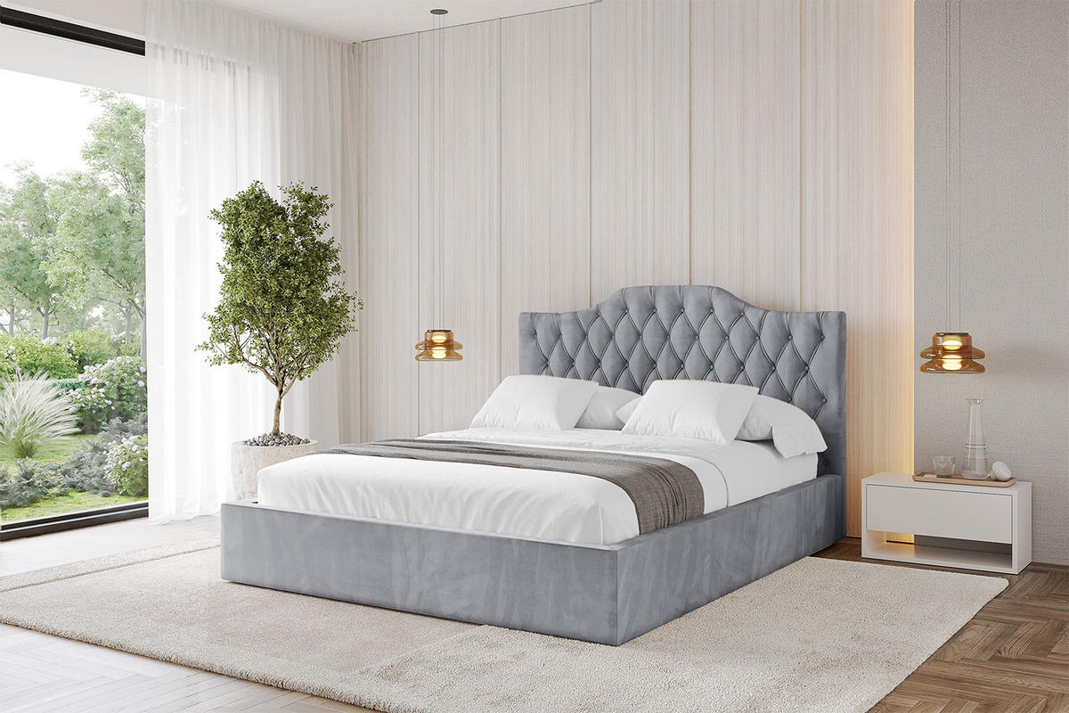 POLSTERBETT mit Bettkasten und Lattenrost, Boxbett ohne Matratze - FALIO 180x200 Hellgrau - Hellgrau, Holzwerkstoff/Textil (180/200cm) - ALTDECOR