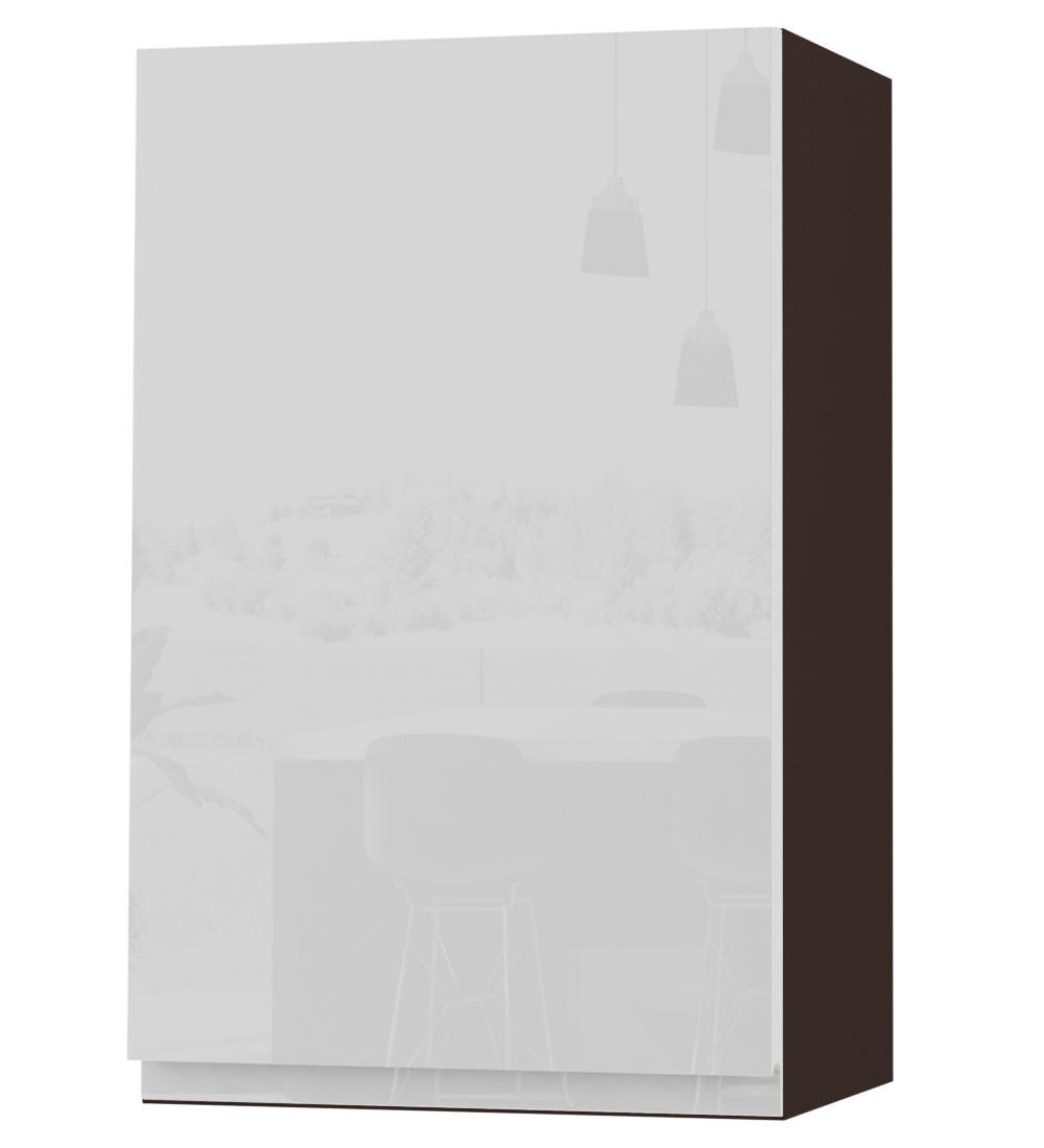 HÄNGESCHRANK Florence W2/45 Lava / RAL 9003 signalweiß HG 45 / 32,5 / 72cm - Türanschlag links - Dunkelgrau/Weiß Hochglanz, Holz/Holzwerkstoff (45/72/32.5cm) - Feldmann-Wohnen