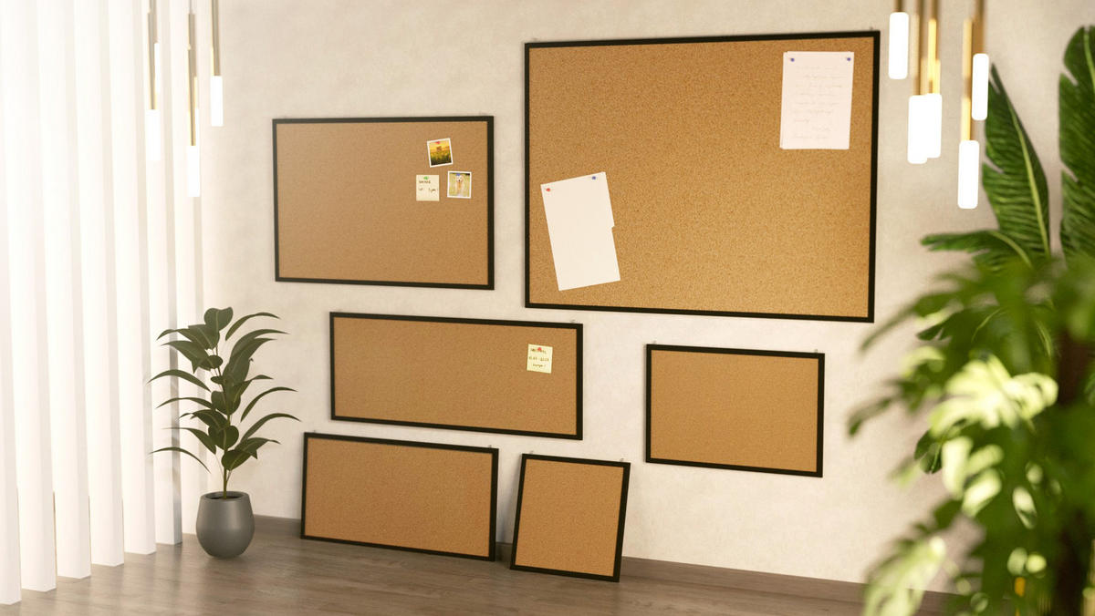 PINNWAND, Korktafel 100x40 cm, Holzrahmen - Schwarz lackiert - Schwarz, Holz (100/40/1.5cm) - ALLboards