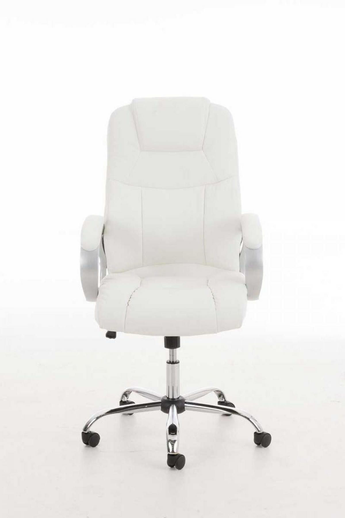 CHEFSESSEL Lederlook weiß - Chromfarben/Weiß, Textil/Metall (66/113/70cm) - CLP