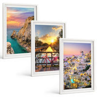 BILDER SET 3er Set - 40x60 cm Weißer Rahmen - Sonnenuntergang am Meer - Weiß, Kunststoff (40/60cm) - TULUP