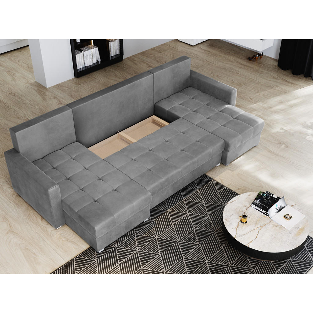 Thumbnail - Masseno Wohnlandschaft, Grau, Holz, 4-Sitzer, U-Form, 285x85x140 cm, Wohnzimmer, Sofas & Couches, Wohnlandschaften, Wohn...