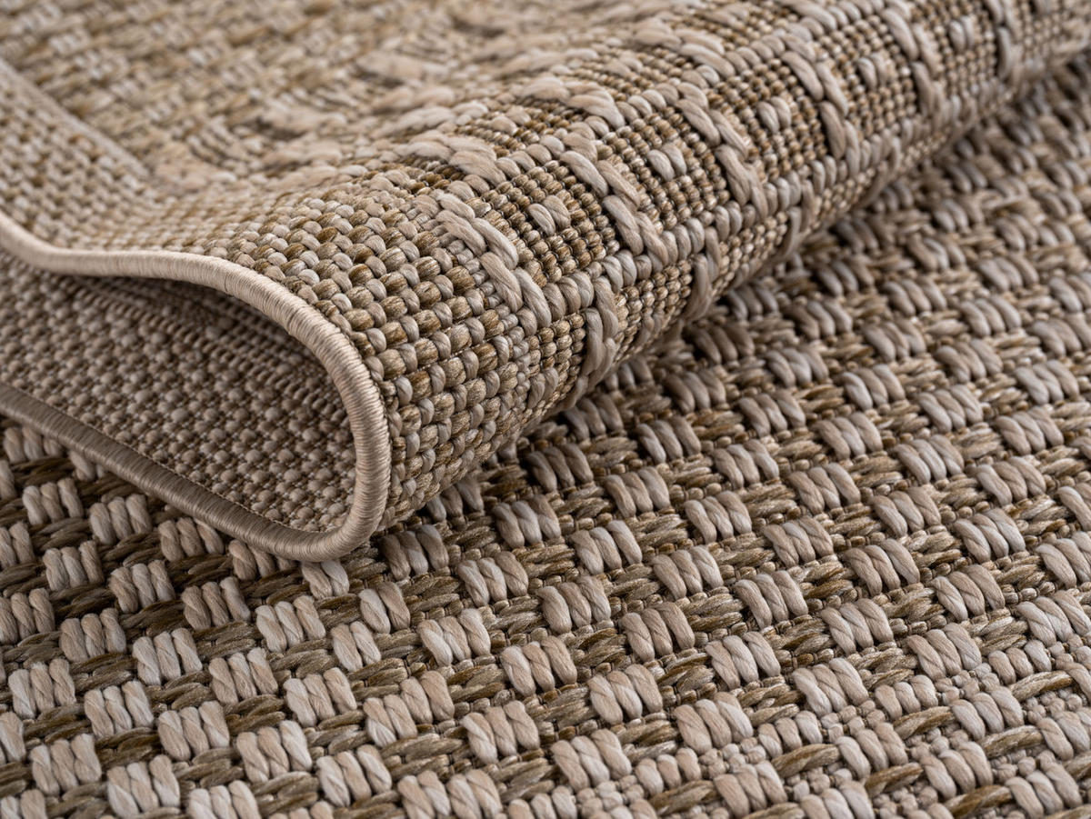 TEPPICH In-/Outdoor Flachgewebe Karomuster Polypropylen Küche Beige Rechteckig 240x340 - Beige, Textil (240/340cm) - KADIMA DESIGN