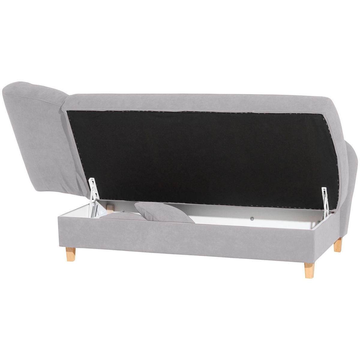 RECAMIERE mit Armteil links klappbar Katia Bezug Veloursstoff Buche natur / silber - Grau, Kunststoff (190/82/88cm) - 58aufmkessel