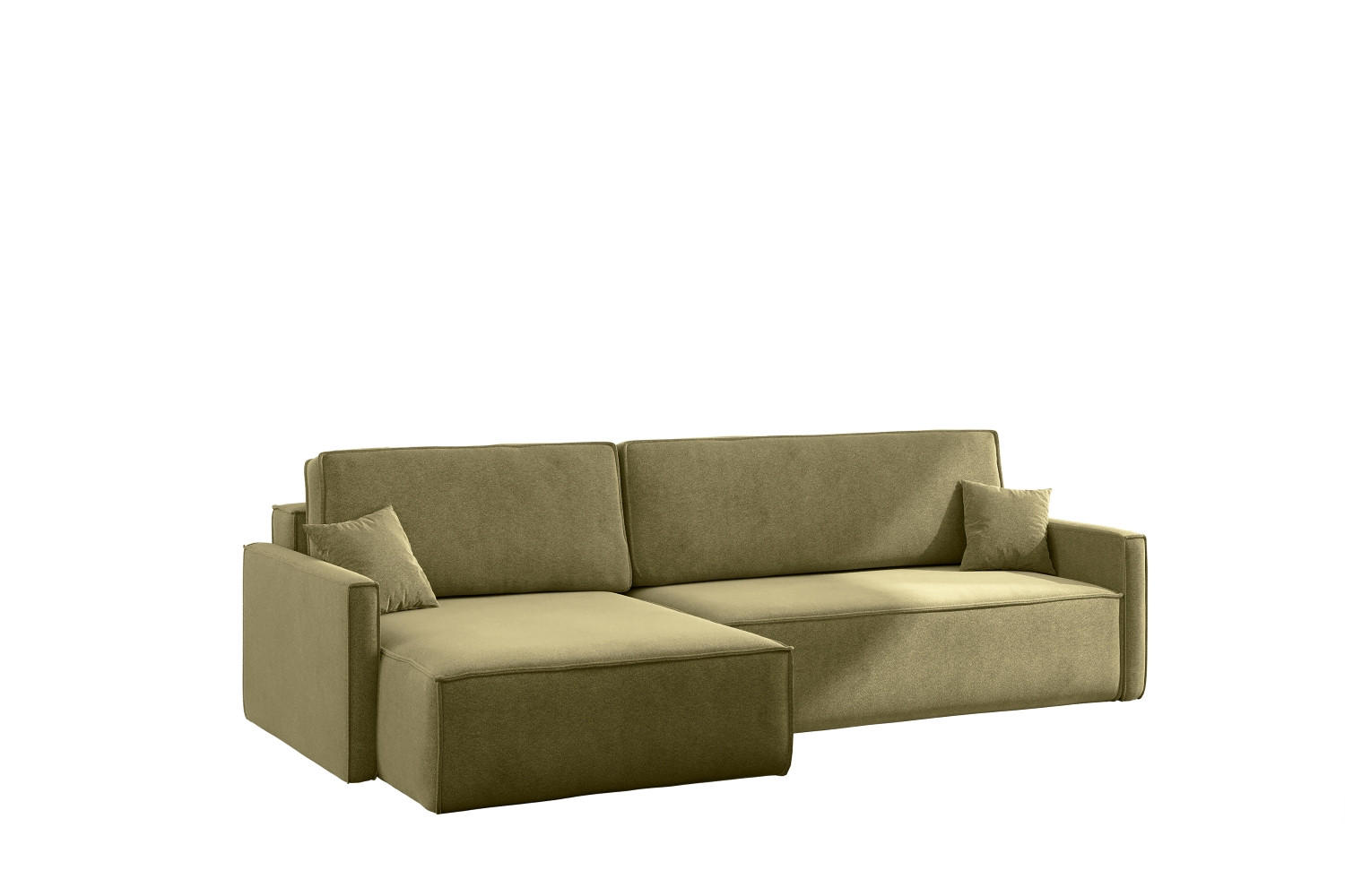 SCHLAFSOFA Carlos L-Form, Ecksofa Mit Bettkasten Und Schlaffunktion Stoff Salvador Rechts Olive - Olivgrün, Holz/Textil (250/83/142cm) - Kaiser Möbel