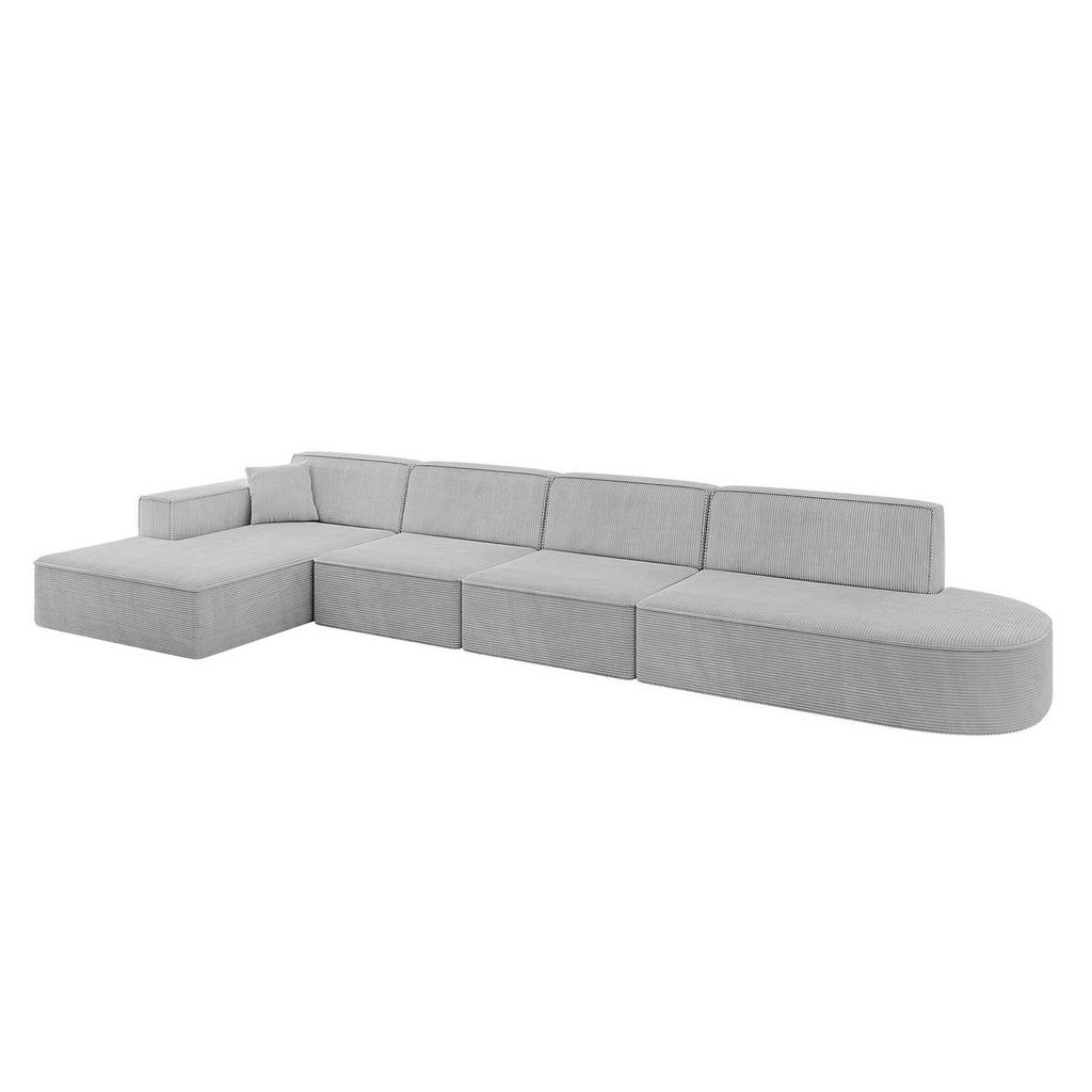 ALTDECOR ROHOVÁ SEDACÍ SOUPRAVA s otomanem vlevo IREA-L3-v4 – 412 × 165 × 77 cm, šedá