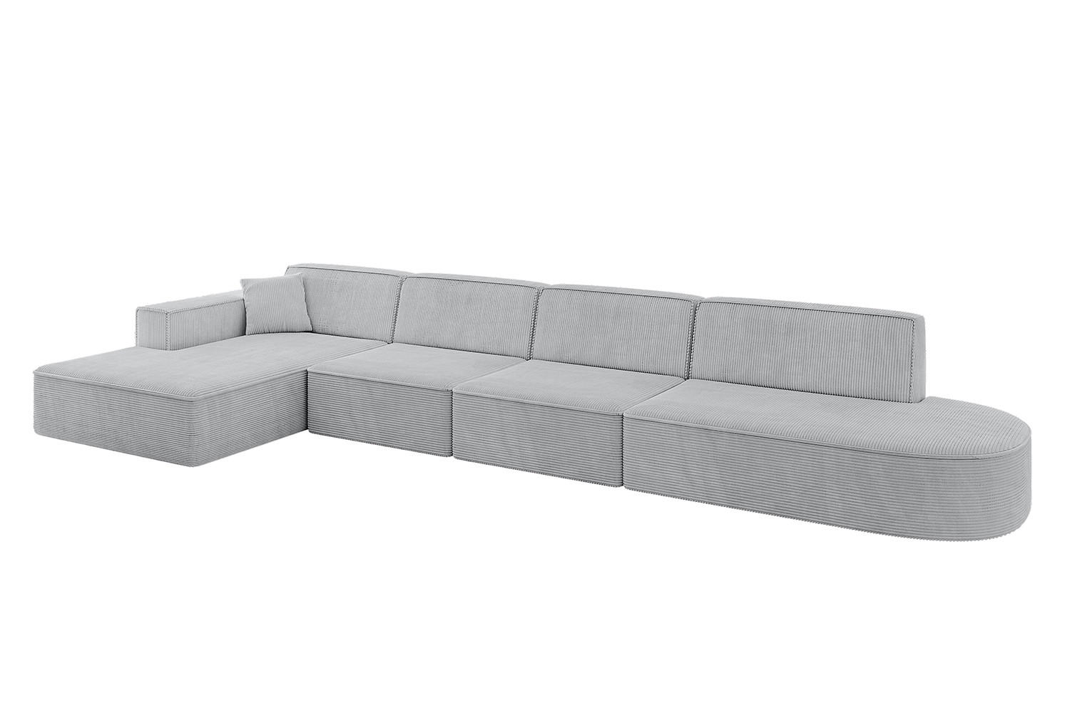 ECKSOFA Ottomane Links IREA-L3-v4 - 412x165x77 cm Grau - Hellgrau/Grau, Holzwerkstoff/Textil (412/165cm) - ALTDECOR