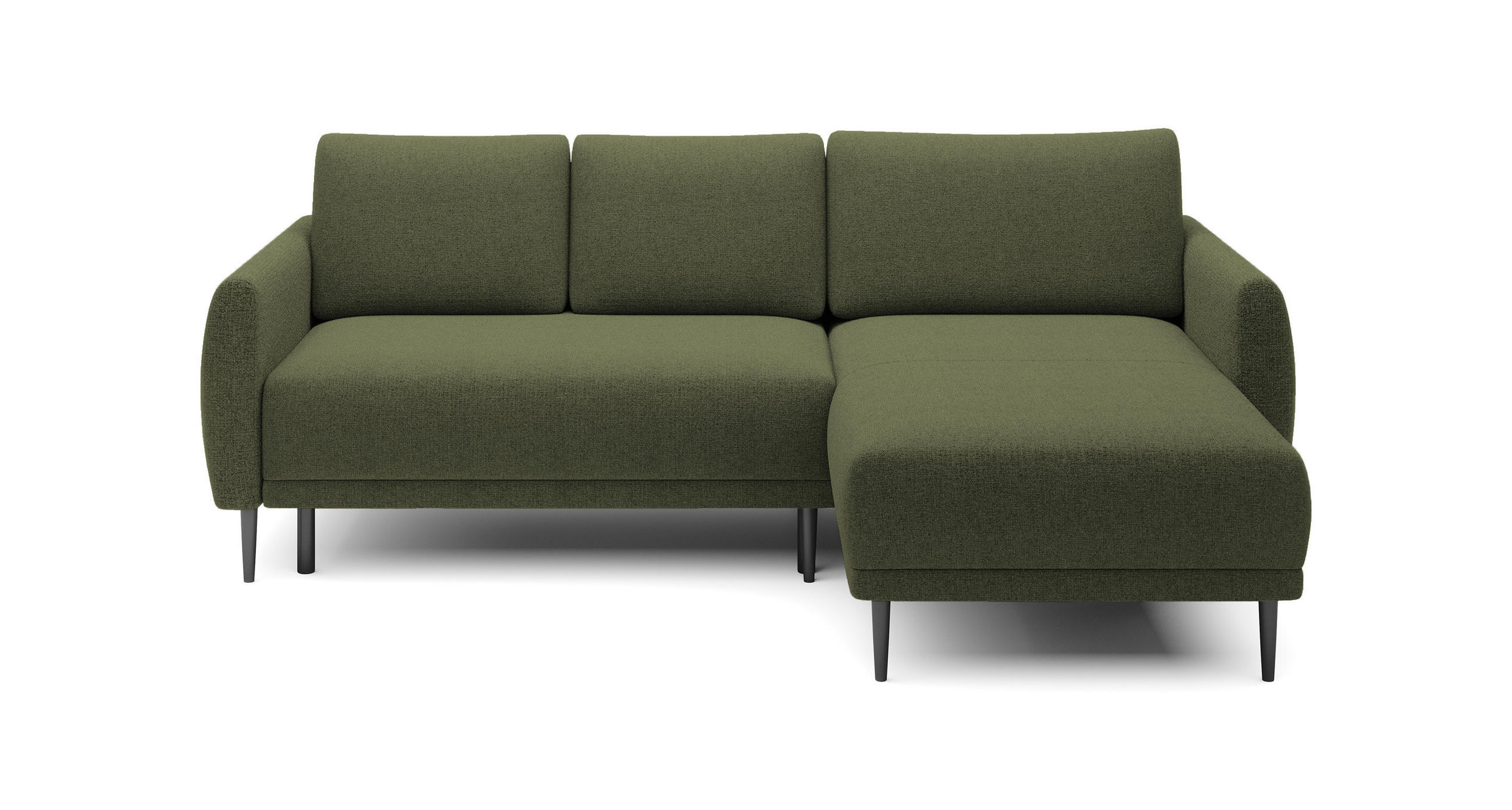 ECKSOFA Bono – Stilvolles Sofa mit Schlaffunktion, Robuste Holzfüße, Elegante Armlehnen, Tiefe Sitzfläche 226x164x88 cm – Rechte, Grün - Grün, Holz/Textil (226/164cm) - DomoHome