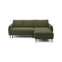ECKSOFA Bono – Stilvolles Sofa mit Schlaffunktion, Robuste Holzfüße, Elegante Armlehnen, Tiefe Sitzfläche 226x164x88 cm – Rechte, Grün - Grün, Holz/Textil (226/164cm) - DomoHome