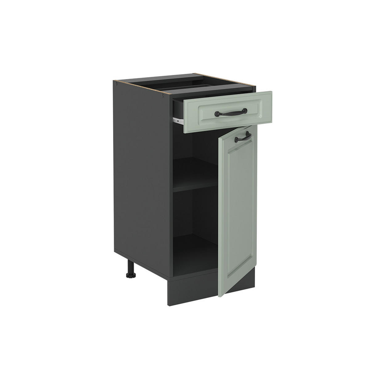 KÜCHENUNTERSCHRANK R-Line, Mint Landhaus/Anthrazit, 40 cm ohne Arbeitsplatte - Anthrazit/Grün, Holzwerkstoff (40/81.6/46cm) - Vicco