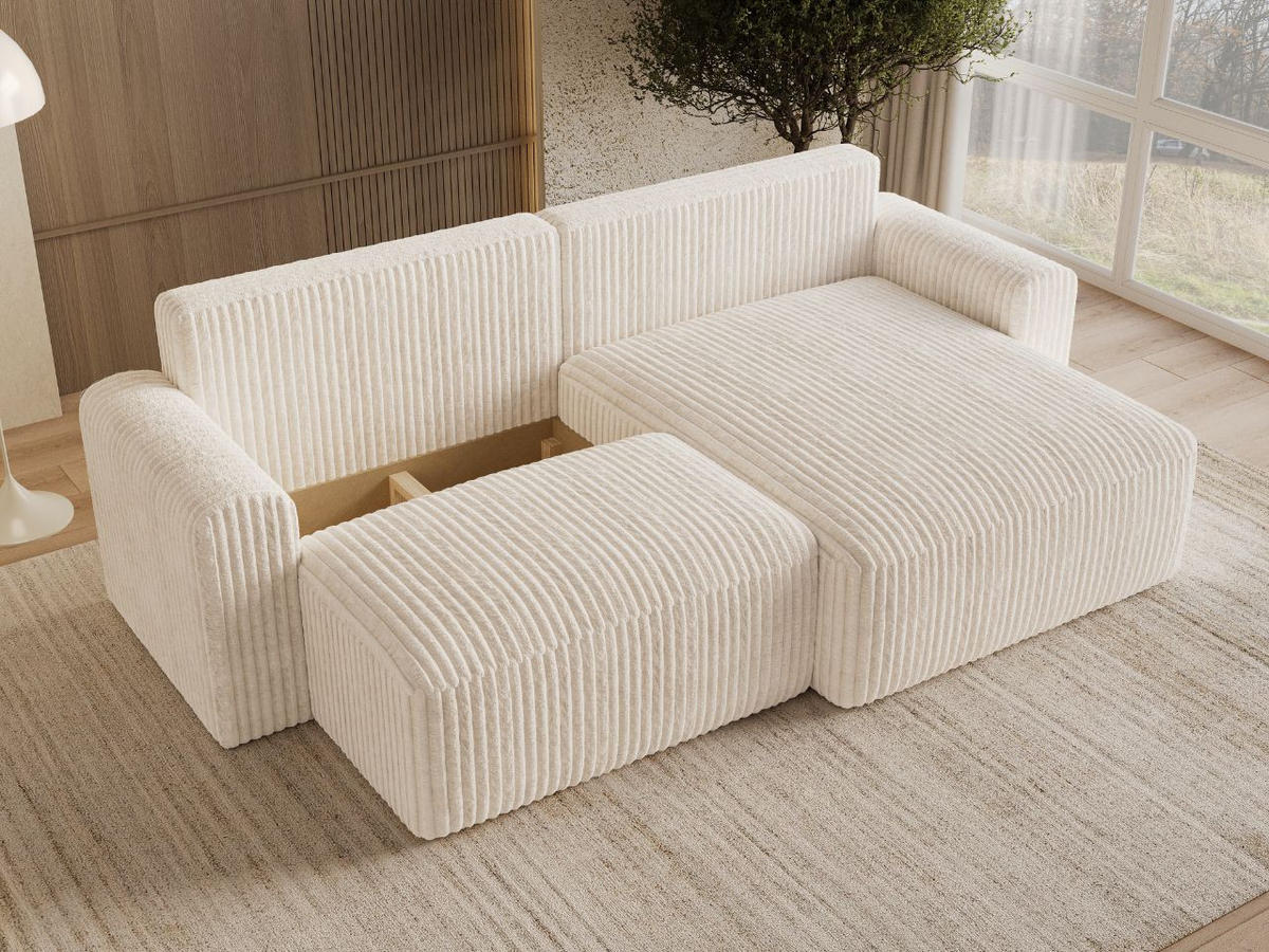 ECKSOFA Aurora Creme - Creme, Holz/Textil (259/145cm) - Graingold