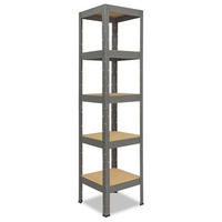 SCHWERLASTREGAL PRO 155x50x50 cm in grau mit 5 Böden und 200 kg Traglast pro Boden - Grau, Metall (50/155/50cm) - shelfplaza