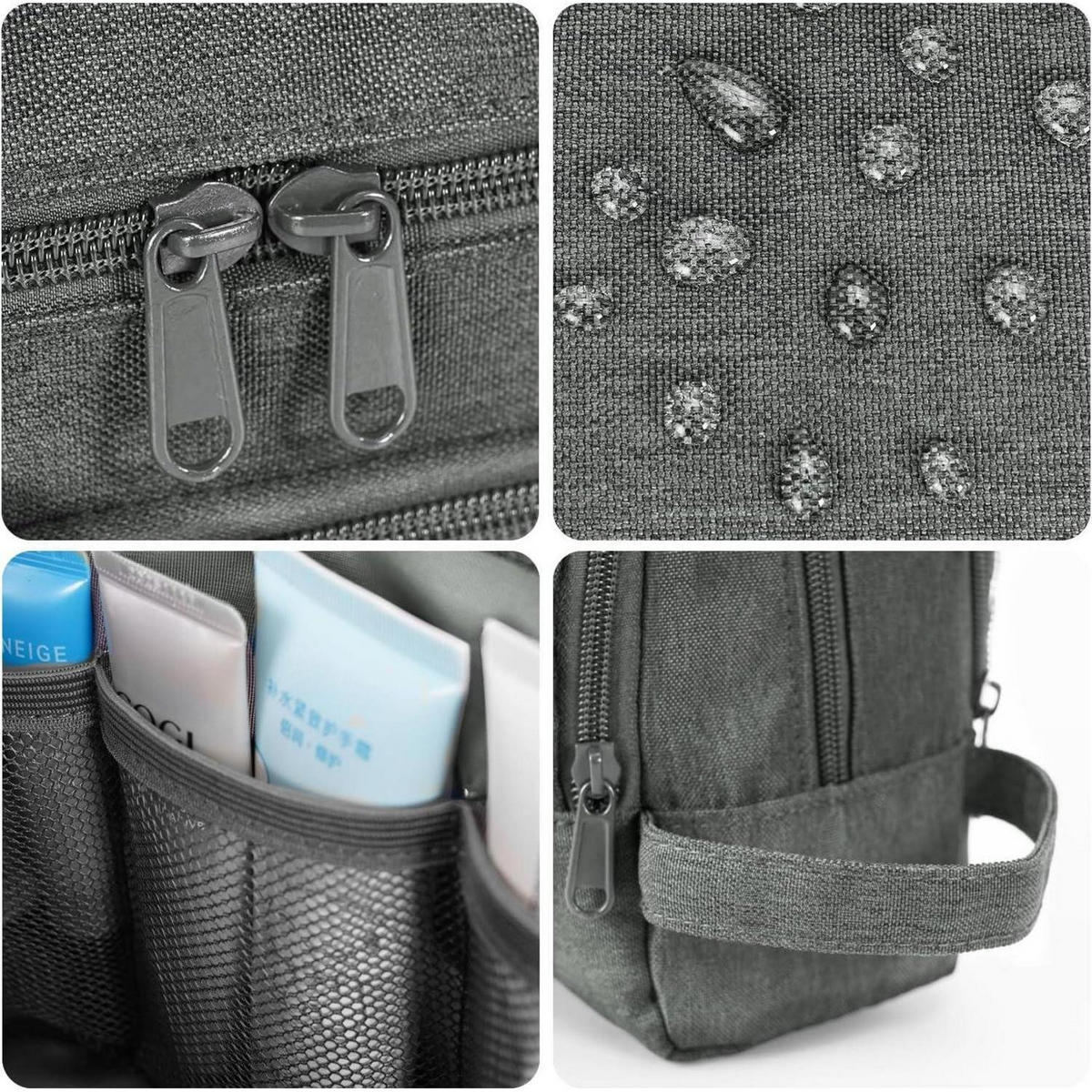 KULTURBEUTEL als Kosmetiktasche und Toilettenorganizer, grau - Grau, Textil (5/2/5cm)