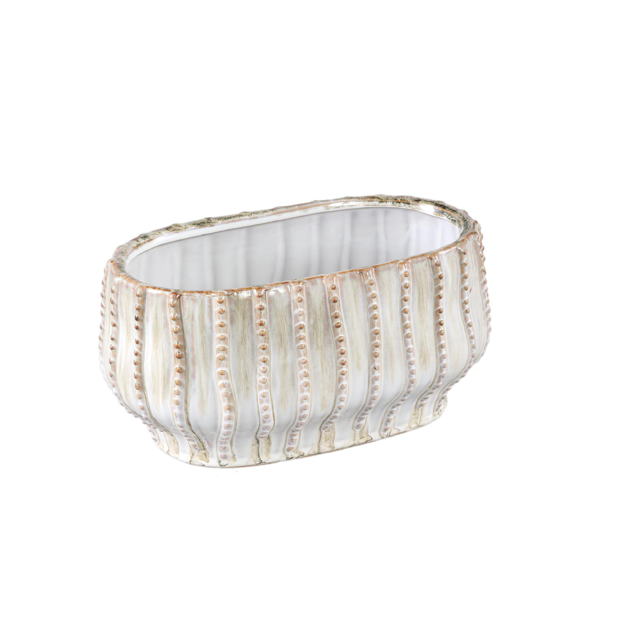 TOPF Dell Beige 28/16.5/14cm - Beige, Keramik (14cm) - PTMD Collection