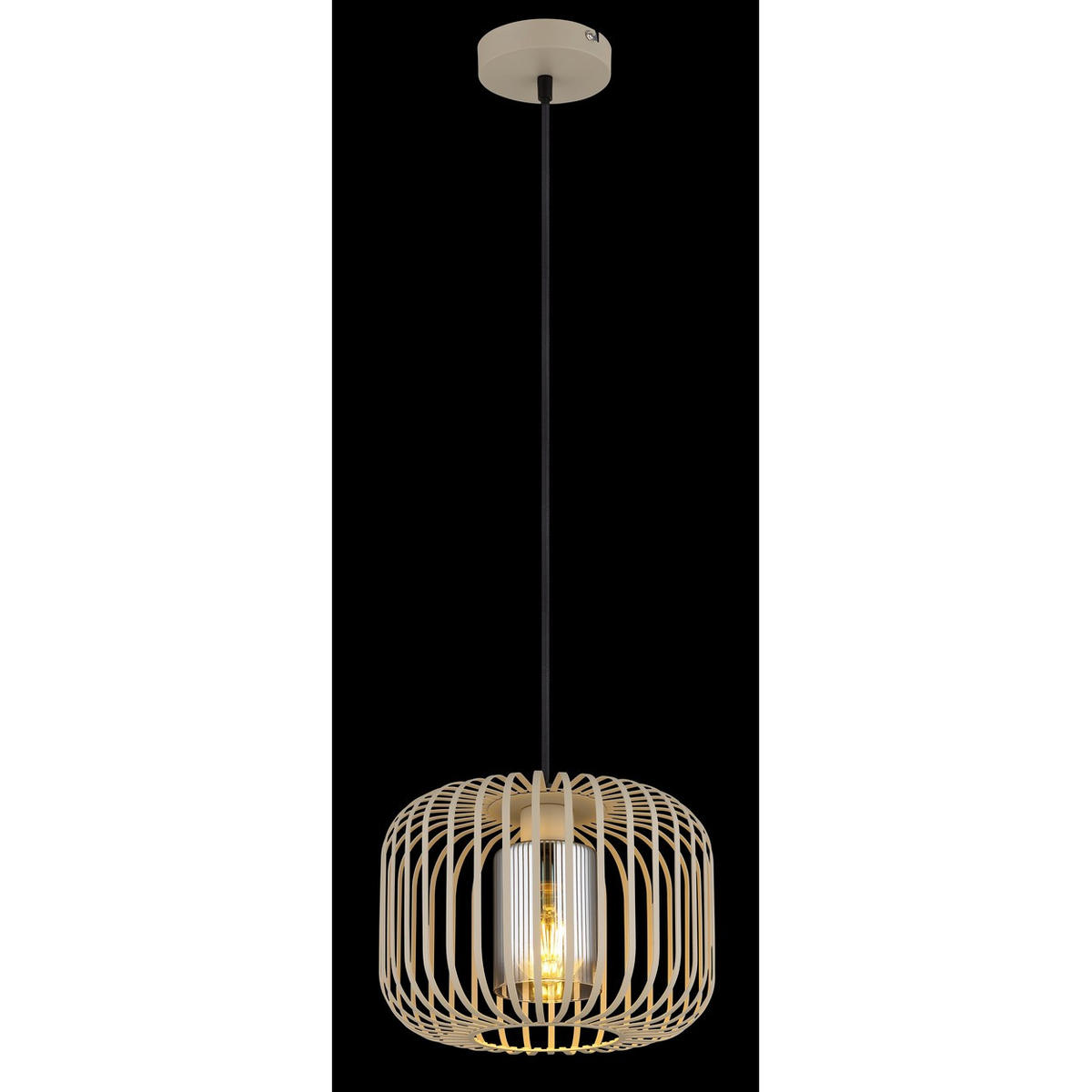 LED HÄNGELEUCHTE ALFRED Metall Beige Rauchfarbe - Beige, Glas (28/28/120cm) - Globo Lighting
