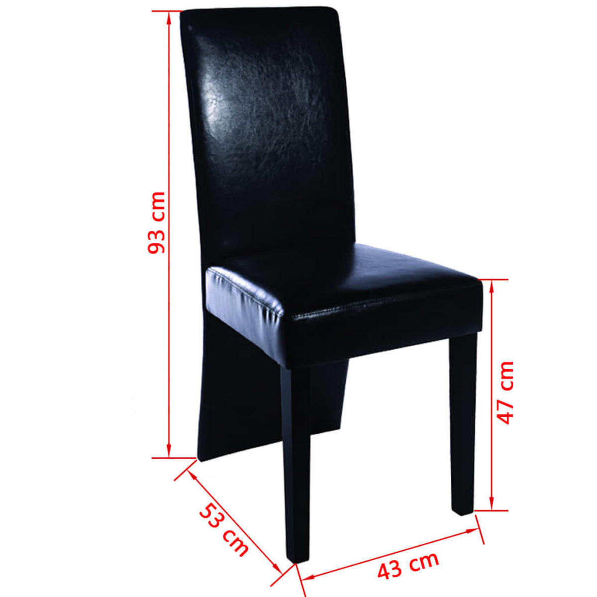 ESSZIMMERSTÜHLE 2 Stk. Schwarz Kunstleder 43*53*93cm - Schwarz, Leder (43/93/53cm) - ZMH