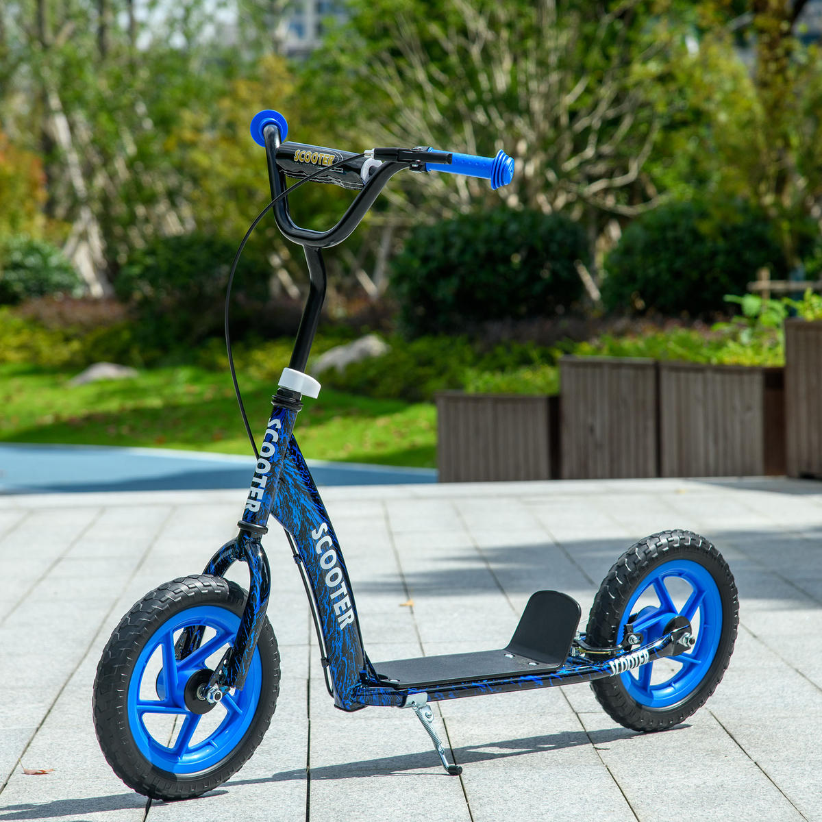 KINDERSCOOTER DE-16947 grandes roues 5 niveaux réglable Bleu - Blau, Metall (118/52/88cm) - ComfortXL