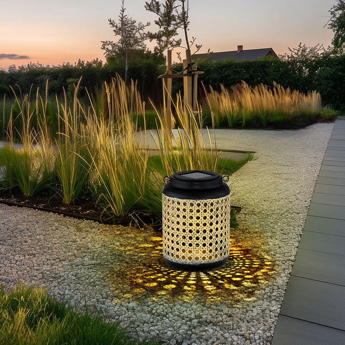 LED AUSSENLEUCHTE Bambusoptik Braun Hängend - Braun, Holz (12/12/30cm) - Globo Lighting