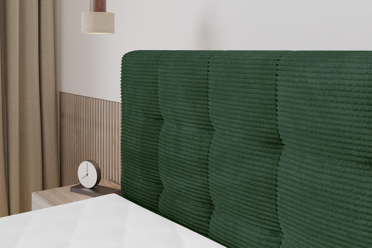 BOXSPRINGOVÁ POSTEL s matrací H3/H4 - IGAN-Z KING - 200x200 cm Zelená - lesní zelená, kompozitní dřevo (203/200cm) - ALTDECOR