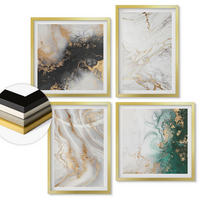 WANDBILDER 4er Set - 50x50 cm & 40x60 cm Goldrahmen - Abstrakte Muster weiß schwarz grün - Goldfarben, Kunststoff (50/50cm) - ArtPrintCave