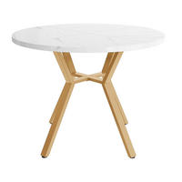 ESSTISCH rund 100/75 cm DE-39657 Weiß/Gold - Goldfarben, Holzwerkstoff (100/100/75cm) - ComfortXL