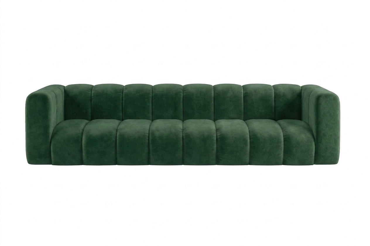 SOFA 4-Sitzer Modulares, Velvet-Stoff Riviera, Grün, GRAND - Grün, Holz (290/70/89cm) - Kaiser Möbel