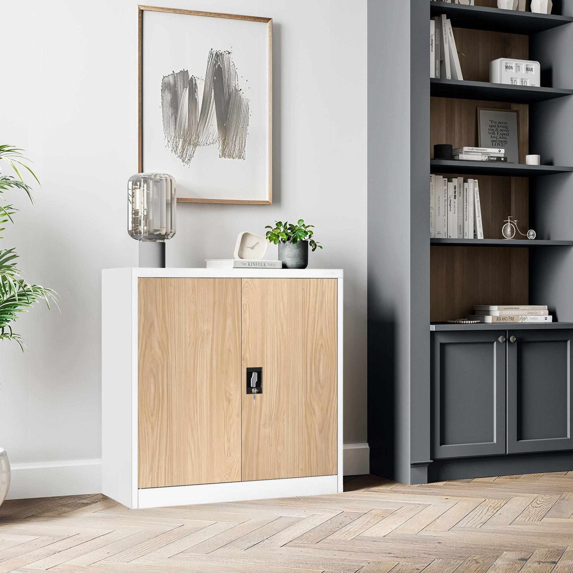 METALLSCHRANK Beata - Beige/Weiß, Metall (90/93/40cm) - Jan Nowak