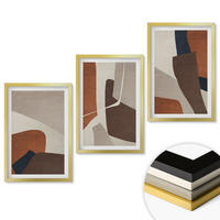 WANDBILDER 3er Set - 40x60 cm Goldrahmen - Abstrakte moderne Strukturen - Goldfarben, Kunststoff (40/60cm) - ArtPrintCave